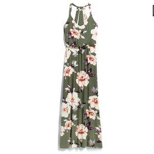 EUC Rosa Knit Maxi Floral Dress Back Strap Detail